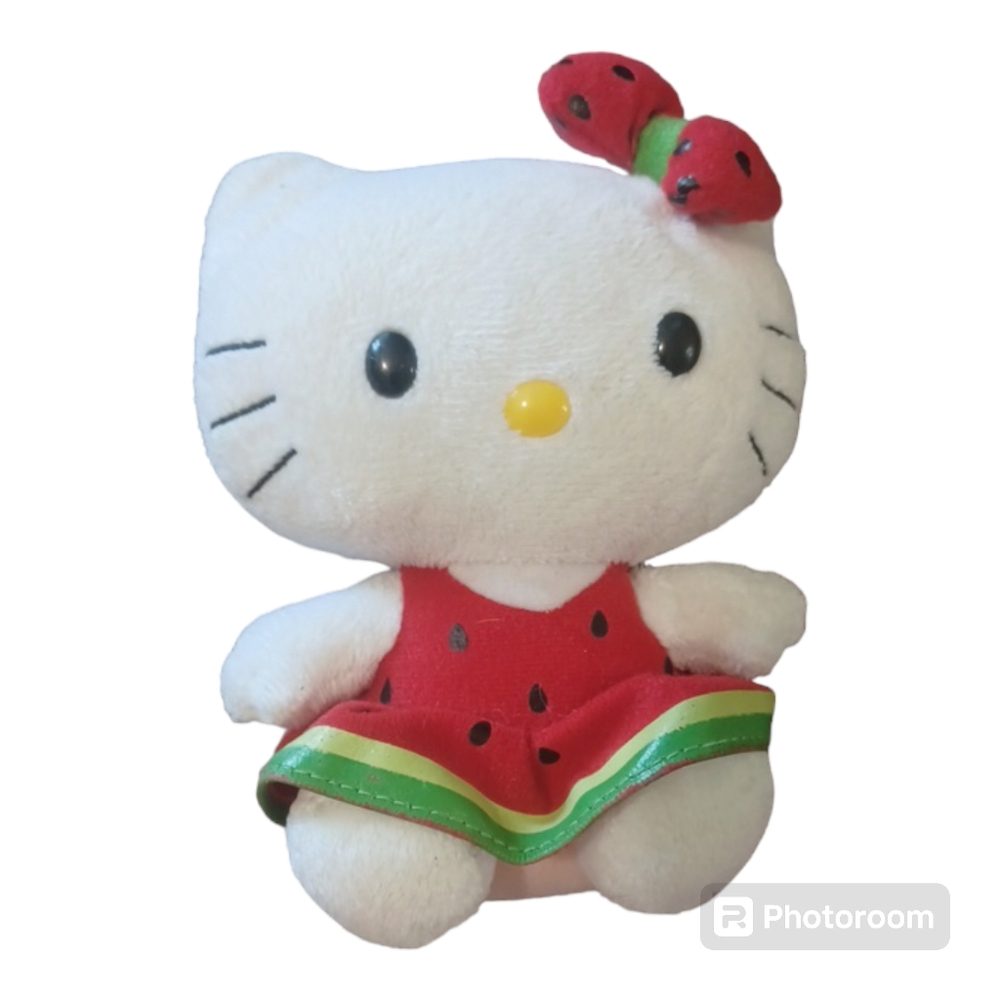 Ty Beanie Baby 2010 Sanrio Hello Kitty Watermelon Dress Bow Stuffed Plush Animal